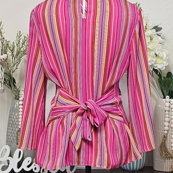 WORTHINGTON | WIDE RIBBON BACK BOW BELL SLEEVE BOUSE - Picture 3 of 16